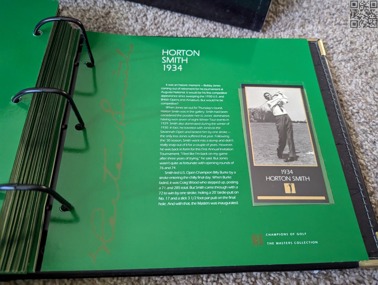 1998 Tiger Woods Masters Collection Champions of Golf "Gold Foil" Set in Binder 1