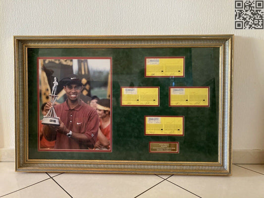 2000 Johnnie Walker Classic Tiger Woods Signed Official Tournament Scorecards - All 4 days WIN
