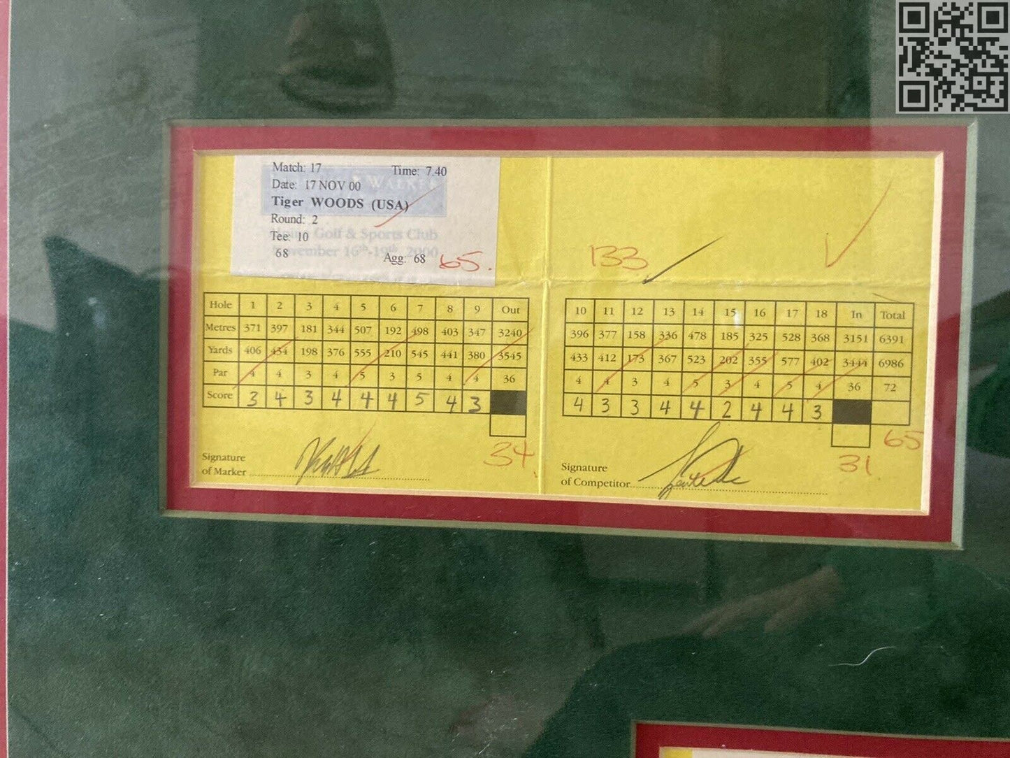 2000 Johnnie Walker Classic Tiger Woods Signed Official Tournament Scorecards - All 4 days WIN