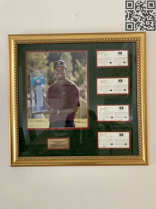 2002 Deutsche Bank SAP Open Tiger Woods Signed Official Tournament Scorecards - All 4 days WIN