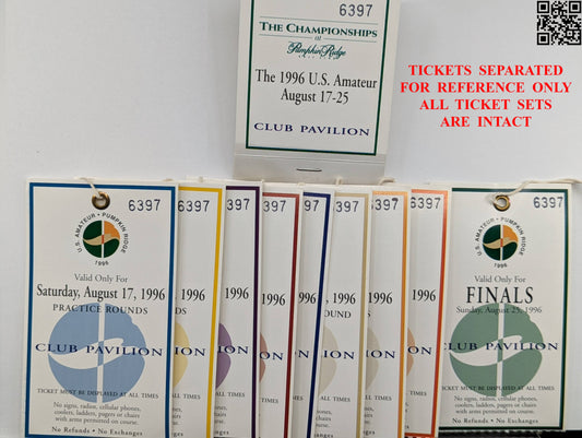 Tiger Woods 1996 USGA US Amateur Full Ticket Set 3rd Straight Amateur Win - Pumpkin Ridge