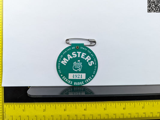 1962 Masters Tournament Series Badge - Arnold Palmer Win - Augusta National Golf Club