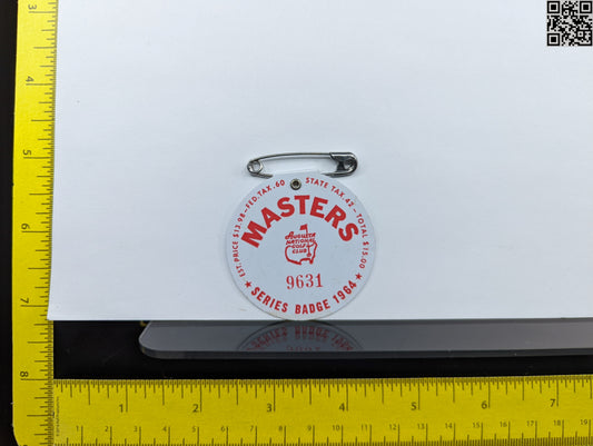 1964 Masters Tournament Series Badge - Augusta National Golf Club - Arnold Palmer Win