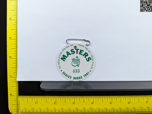 1961 Masters Tournament Series Badge - Gary Play Win - Augusta National Golf Club