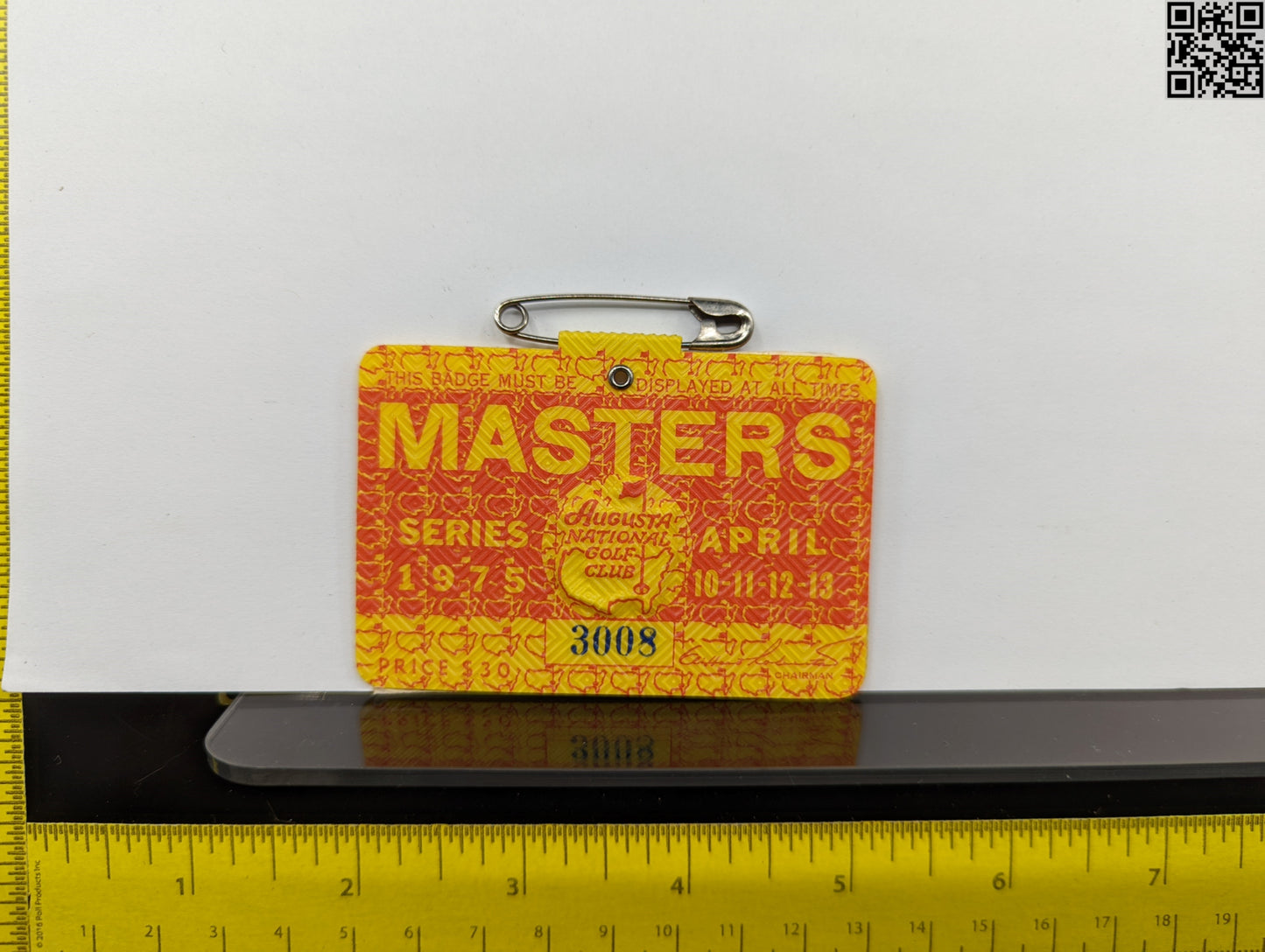 1975 Masters Tournament Series Badge - Augusta National Golf Club - Jack Nicklaus Win