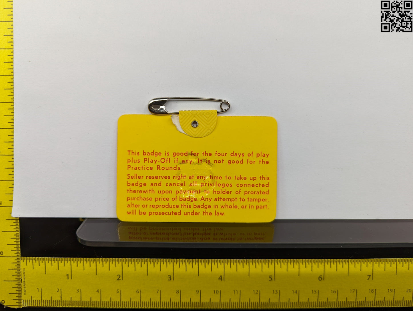 1975 Masters Tournament Series Badge - Augusta National Golf Club - Jack Nicklaus Win