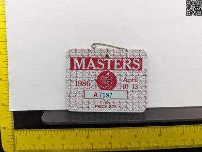1986 Masters Tournament Series Badge - Augusta National Golf Club - Jack Nicklaus 6th Masters Win 18th Major