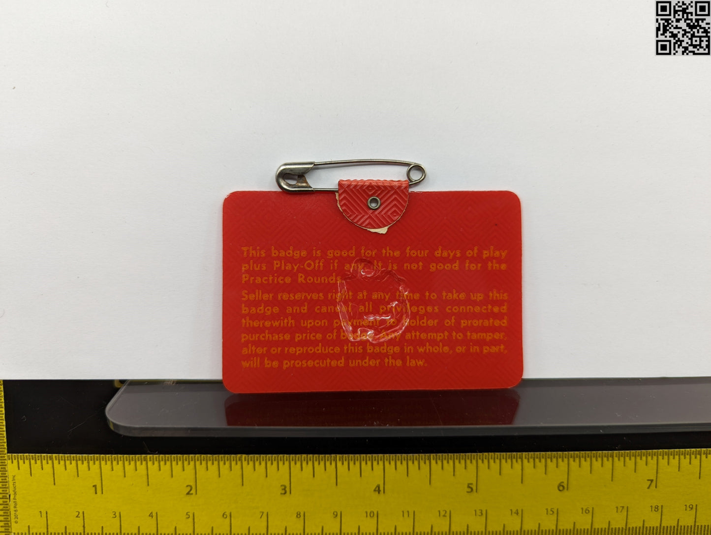 1972 Masters Tournament Series Badge - Augusta National Golf Club - Jack Nicklaus Win