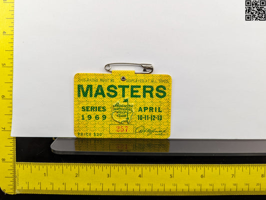 1969 Masters Tournament Series Badge - Augusta National Golf Club - George Archer Win