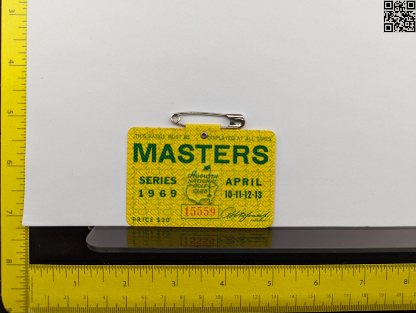 1969 Masters Tournament Series Badge - Augusta National Golf Club - George Archer Win