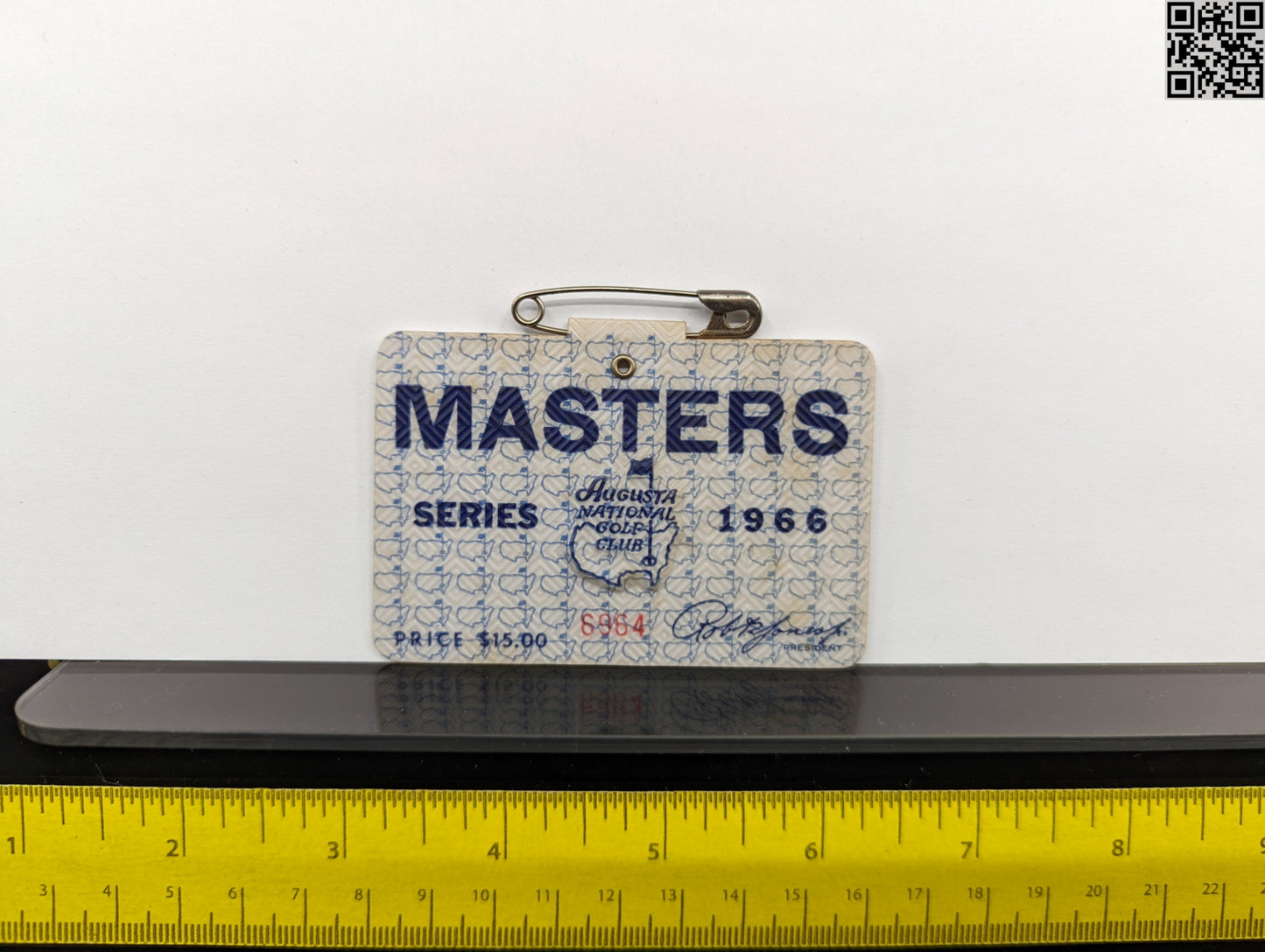 1966 Masters Tournament Series Badge - Augusta National Golf Club - Jack Nicklaus Win