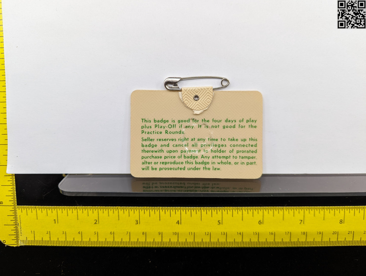 1967 Masters Tournament Series Badge - Augusta National Golf Club - Gay Brewer Win