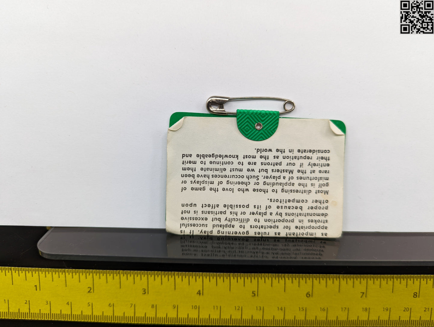 1968 Masters Tournament Series Badge - Augusta National Golf Club - Bob Goalby Win