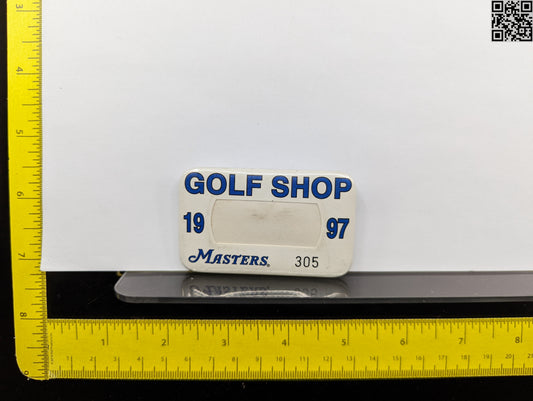 1997 Masters Tournament Series Metal Golf Shop Badge - Augusta National Golf Club - Tiger Woods 1st Masters Win