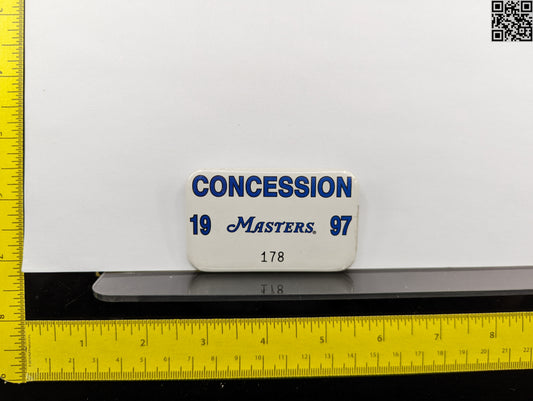 1997 Masters Tournament Series Metal Concession Badge - Augusta National Golf Club - Tiger Woods 1st Masters Win