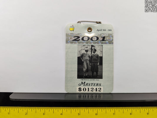 2001 Masters Tournament VIP Series Badge - Augusta National Golf Club - Tiger Woods 2nd Masters Win