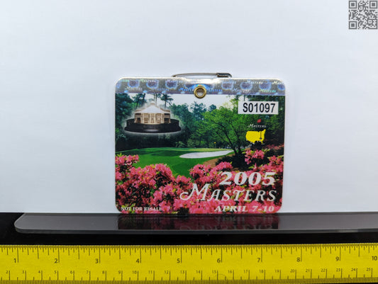 2005 Masters Tournament VIP Series Badge - Augusta National Golf Club - Tiger Woods 4th Masters Win