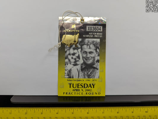 2002 Masters Tournament Daily Ticket - Augusta National Golf Club - Tiger Woods 3rd Masters Win