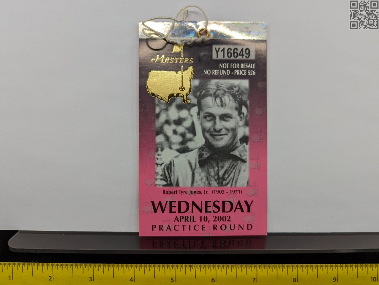 2002 Masters Tournament Daily Ticket - Augusta National Golf Club - Tiger Woods 3rd Masters Win