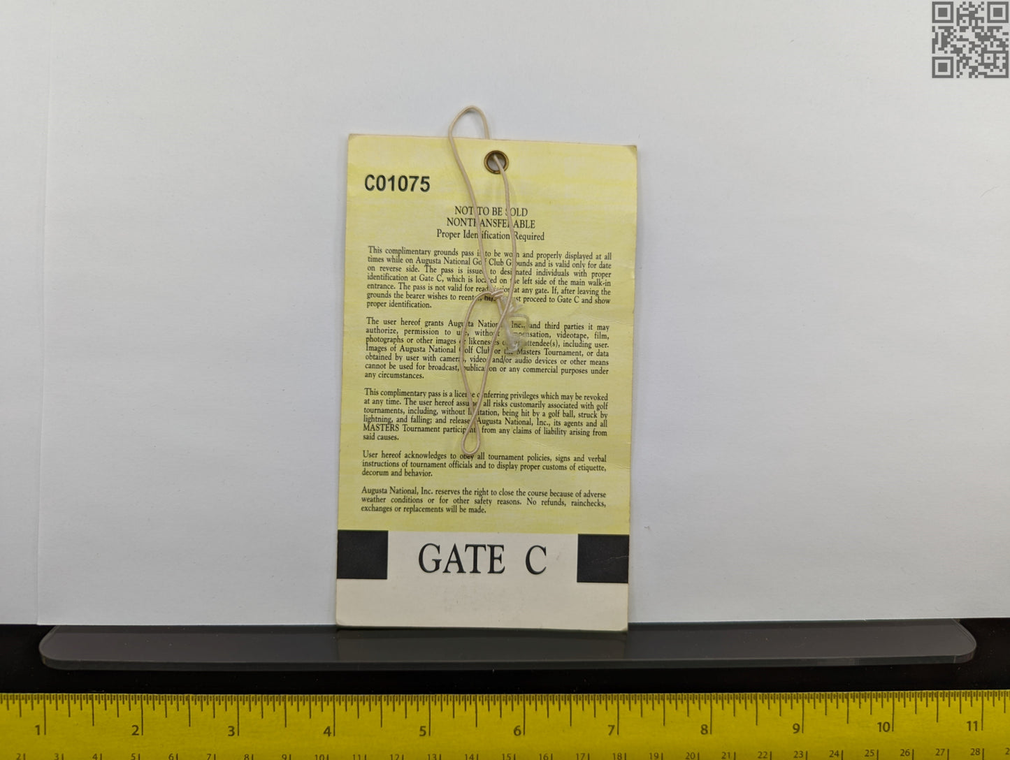 2001 Masters Tournament Daily Ticket - Augusta National Golf Club - Tiger Woods 2nd Masters Win