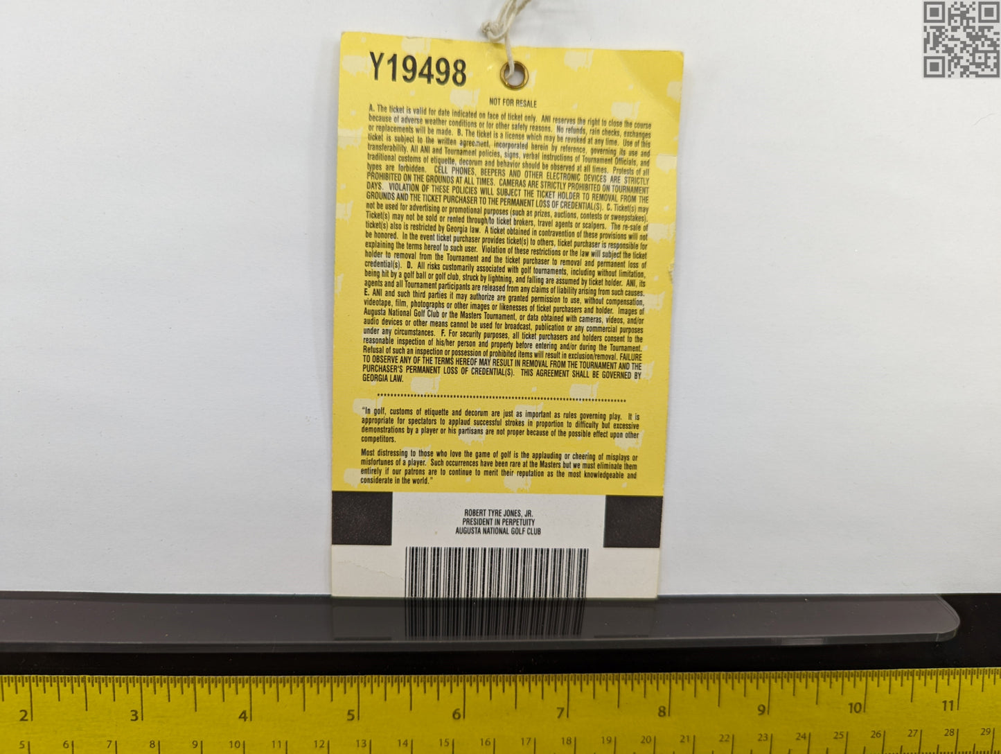 2005 Masters Tournament Daily Ticket - Augusta National Golf Club - Tiger Woods 4th Masters Win