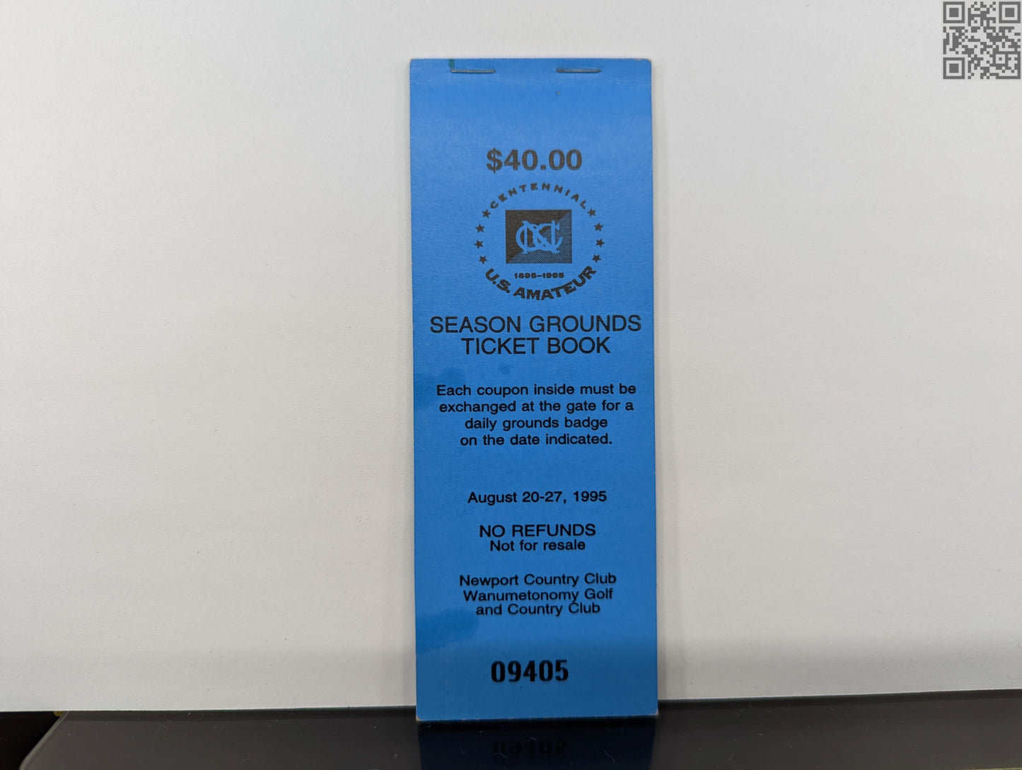 Tiger Woods 1995 USGA US Amateur Daily Ticket 2nd Straight Amateur Win - Newport Country Club