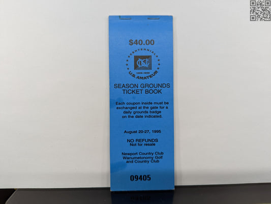 Tiger Woods 1995 USGA US Amateur Daily Ticket 2nd Straight Amateur Win - Newport Country Club