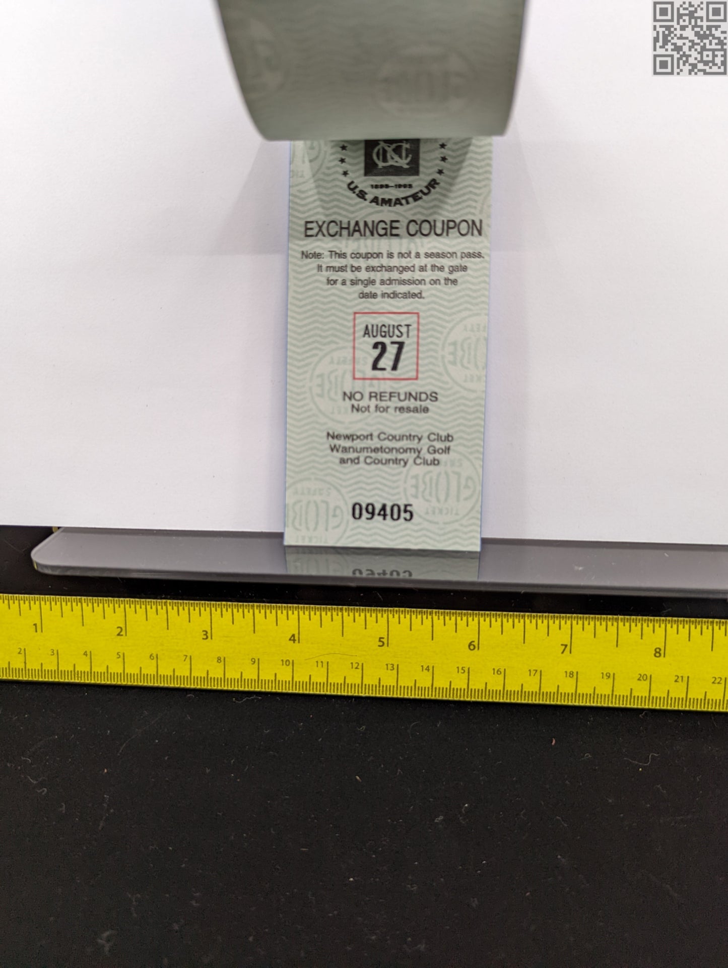 Tiger Woods 1995 USGA US Amateur Daily Ticket 2nd Straight Amateur Win - Newport Country Club