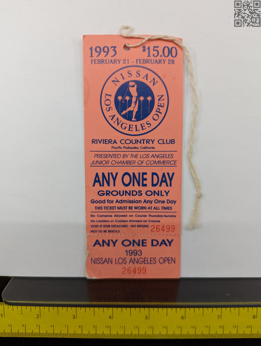1993 Nissan Open Daily Ticket - Tiger Woods 2nd PGA Professional Tournament
