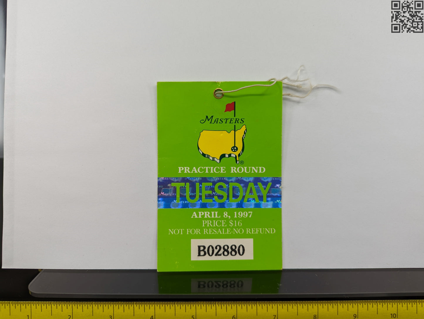 1997 Masters Tournament Daily Ticket - Augusta National Golf Club - Tiger Woods 1st Masters Win