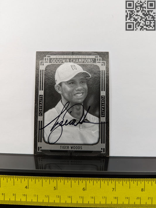 2015 Tiger Woods Upper Deck Goodwin Champions Portraits Signed Trading Card 143