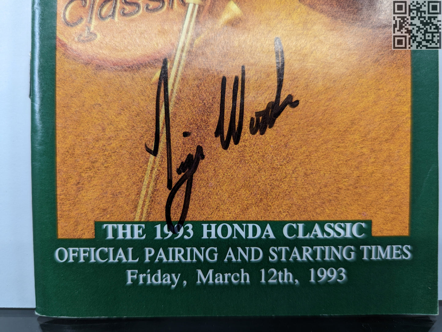1993 Tiger Woods Signed Honda Classic Official Pairing Starting Times Amateur 3rd PGA Event