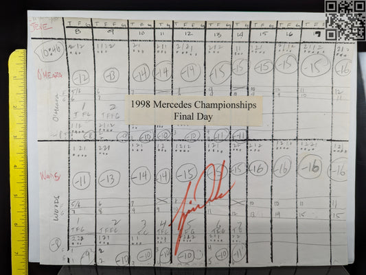 1998 Tiger Woods Signed Mercedes Championship Sunday 18 Hole Detailed Notes