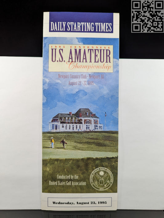 1995 Tiger Woods Signed Newport Country Club Starting Time Pamphlet 2nd USGA Amateur Win