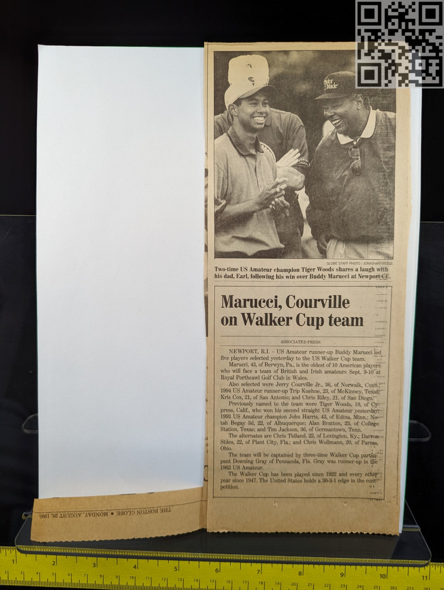 1995 Tiger Woods Signed Newport Country Club Starting Time Pamphlet 2nd USGA Amateur Win