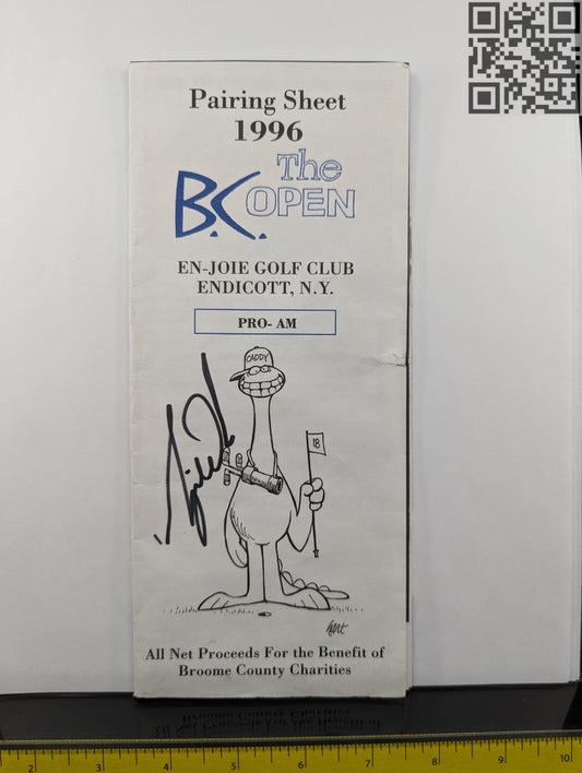 1996 Tiger Woods Signed The BC Open Pairing Sheet Pamphlet 4th Tournament as PGA Pro