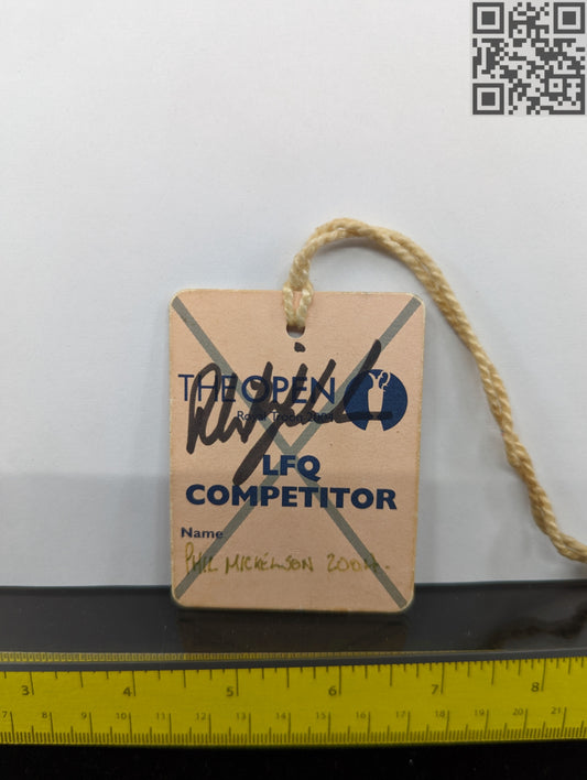 2004 Phil Mickelson Signed The British Open Championship Competitor Badge