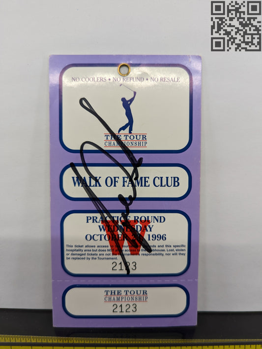 1996 Tiger Woods Signed Ticket The Tour Championship Southern Hills Country Club