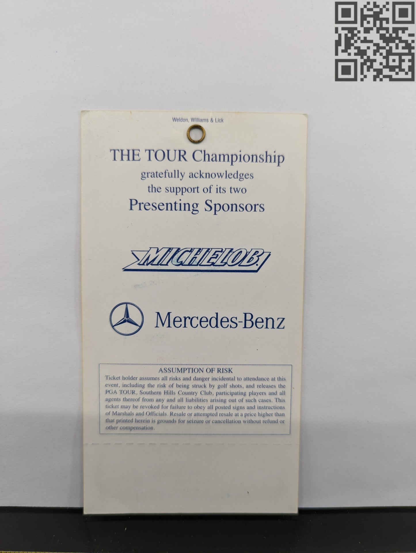 1996 Tiger Woods Signed Ticket The Tour Championship Southern Hills Country Club