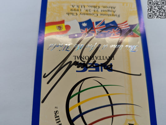 1999 Tiger Woods Single Signed Sunday Ticket WGC NEC Invitational Firestone Country Club Win