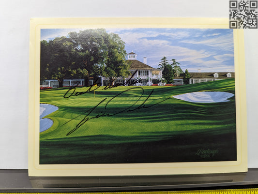 1997 Tiger Woods Signed Augusta National Golf Club Christmas Card Linda Harbough 18th Hole