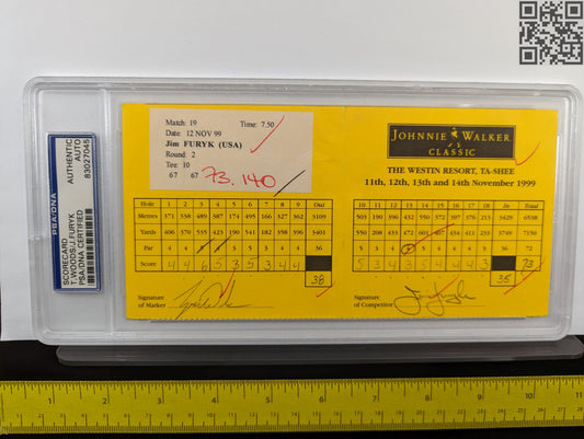 1999 Johnnie Walker Classic Tiger Woods Signed Official Tournament Scorecard 2nd Round