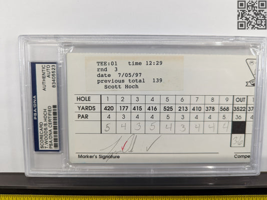 1997 Tiger Woods Signed Official Tournament Scorecard 3rd Round Motorola Western Open Win