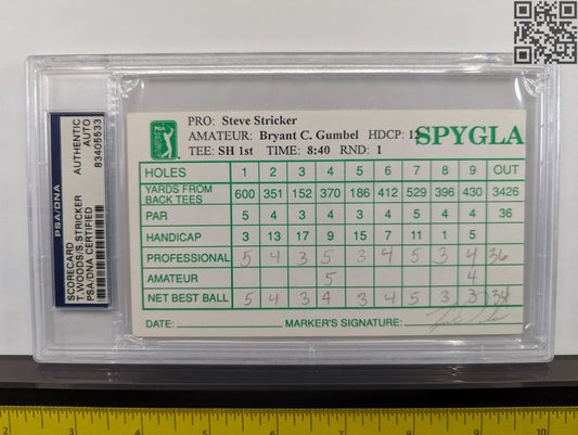 1997 Tiger Woods Signed Official Tournament Scorecard AT&T Pebble Beach National Pro Am