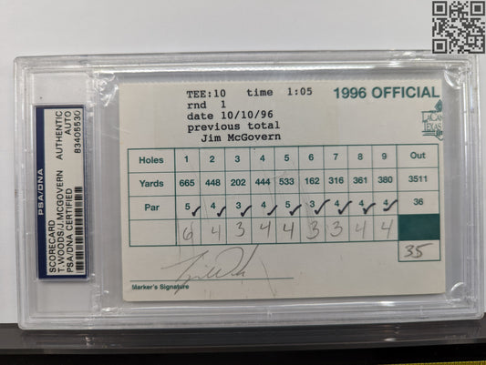 1996 Tiger Woods Signed Official Tournament Scorecard 1st Round La Cantera Texas Open
