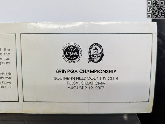 2007 PGA Championship Southern Hills Tiger Woods Signed Official Tournament Scorecard WIN