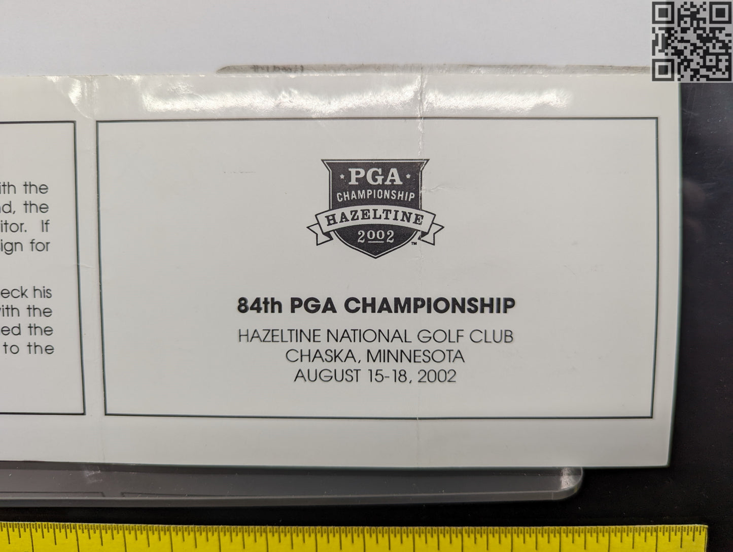 2002 PGA Championship Hazeltine Tiger Woods Signed Official Tournament Scorecard
