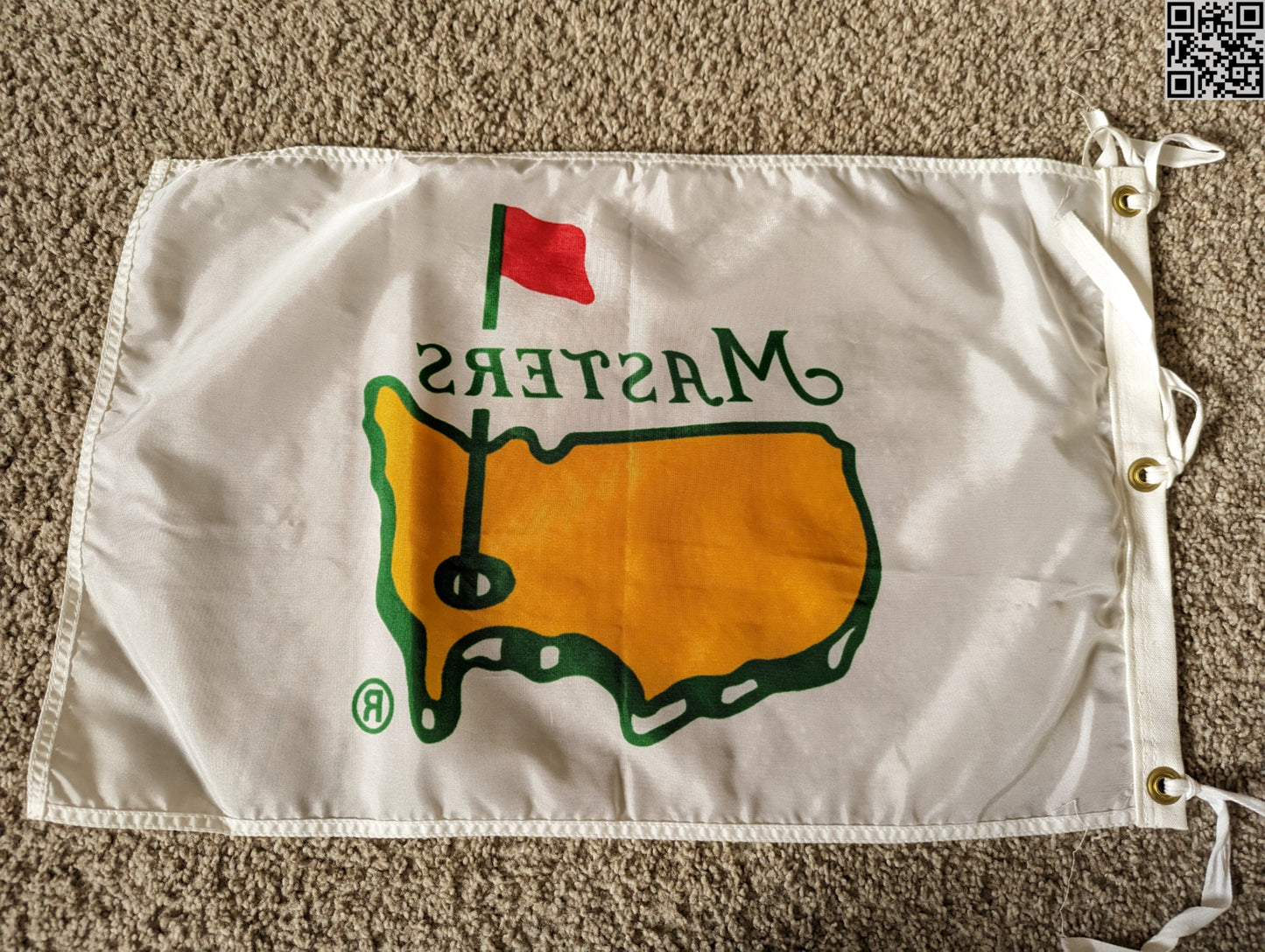 1993 1996 Masters Tournament White Silk Souvenir Pin Flag
