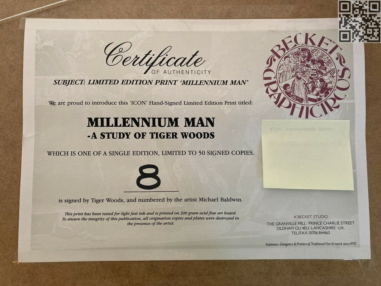 2000 Tiger Woods Signed Millennium Man Poster LTD 100