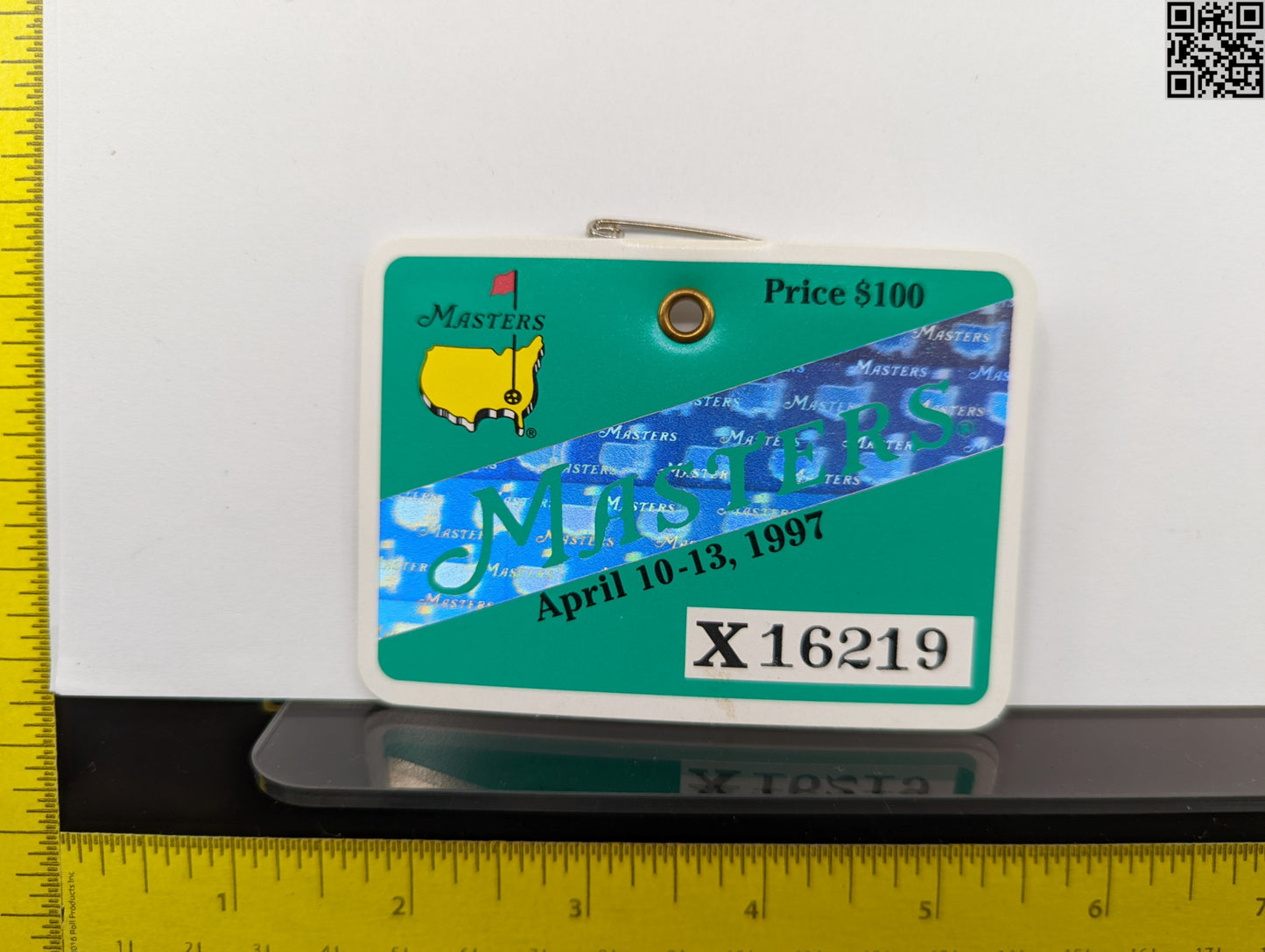 1997 Masters Tournament Series Badge - Augusta National Golf Club - Tiger Woods 1st Masters Win